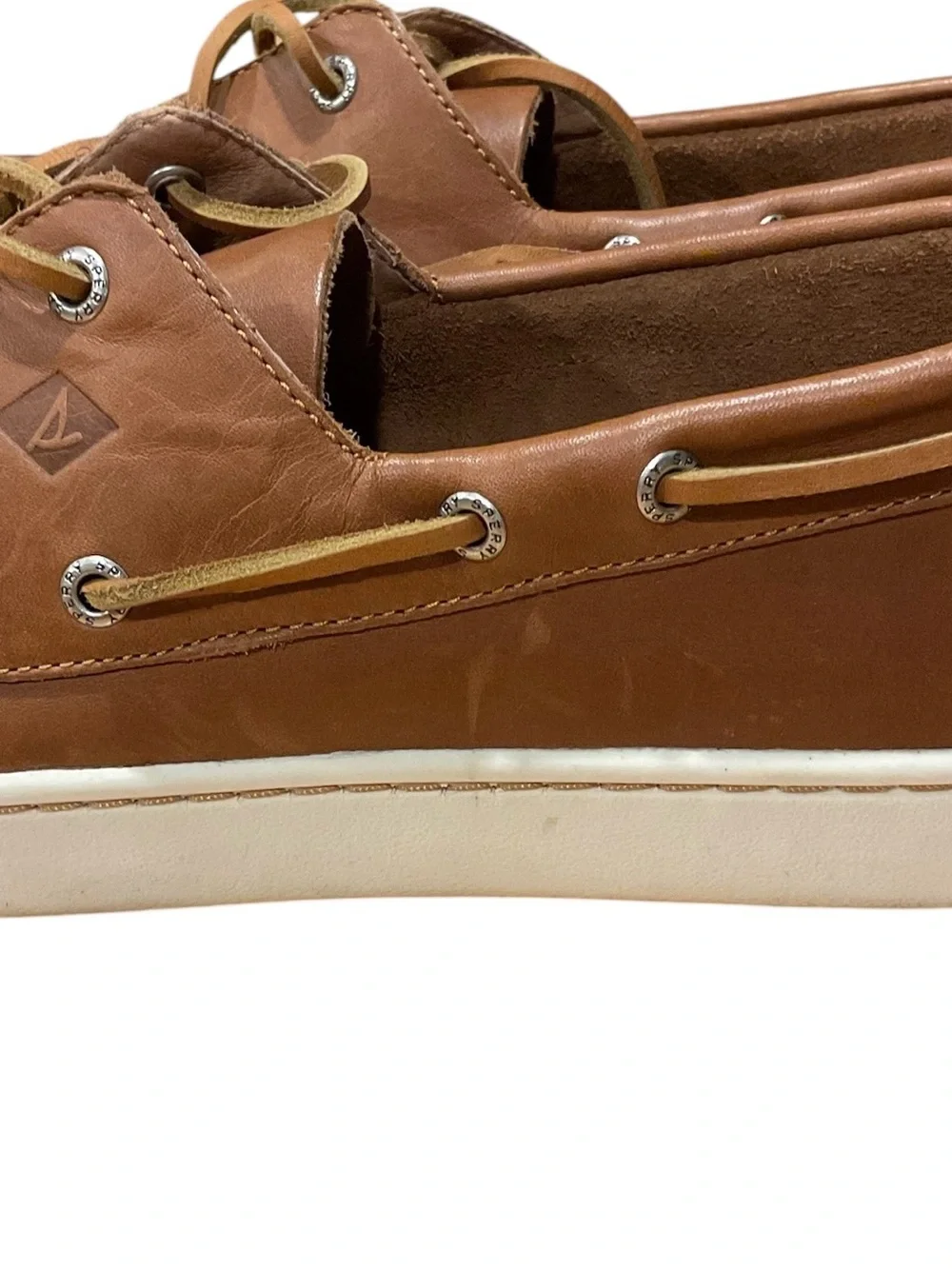 NWOB Sperry Men’s Leather Boat Shoes Cognac Tan Casual Deck Shoes Size 11.5